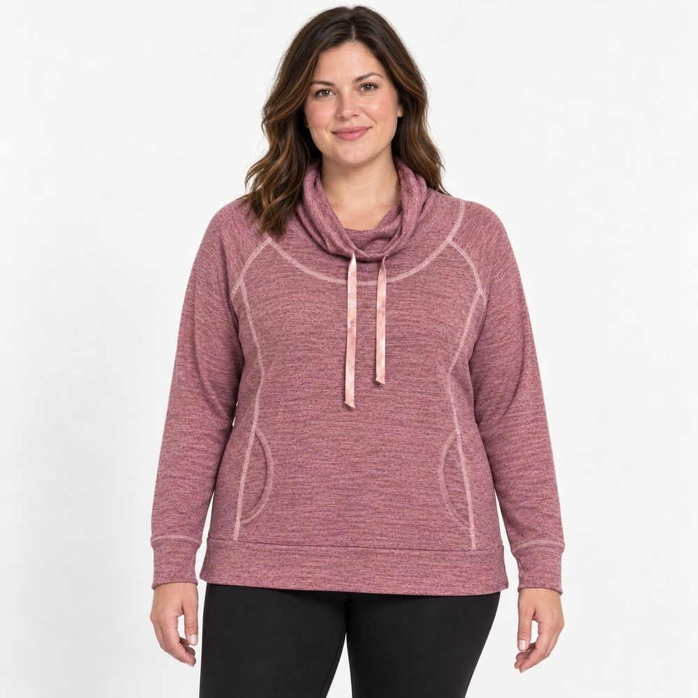 Kuhl Lea Pullover Cowl Neck Heathered Bordeaux Purple Hoodie Womens Large 4186